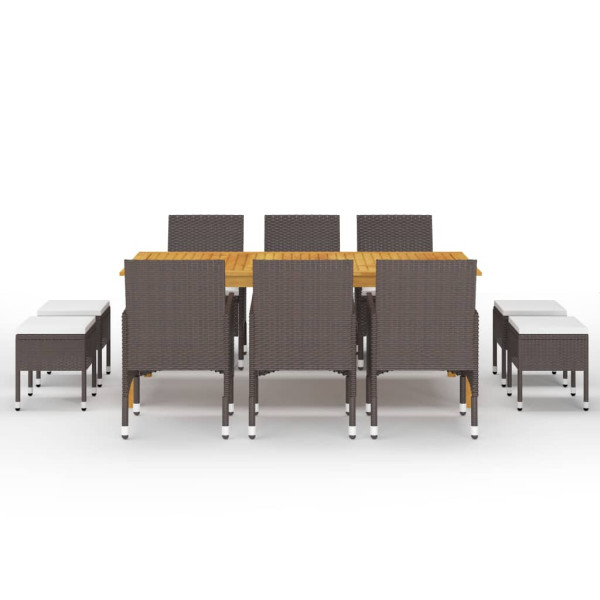 Conjunto de jantar de jardim marrom de 11 peças M 2