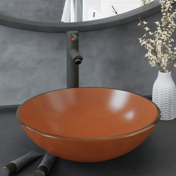 Lavatório torneira válvula click-clack vidro temperado castanho M 2