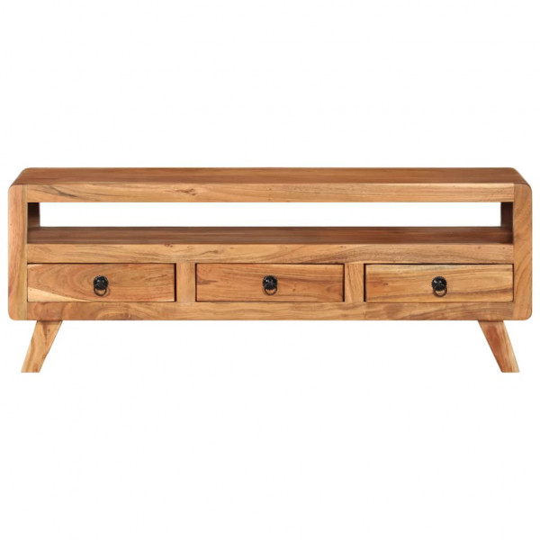 Mueble de TV de madera maciza de acacia 110x30x40 cm M 2