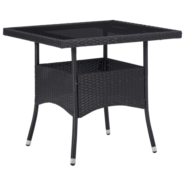 Set comedor jardín 5 pzas ratán sintético vidrio templado negro M 3