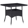 Set comedor jardín 5 pzas ratán sintético vidrio templado negro 3