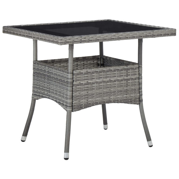 Set comedor jardín 5 pzas ratán sintético vidrio templado gris M 3