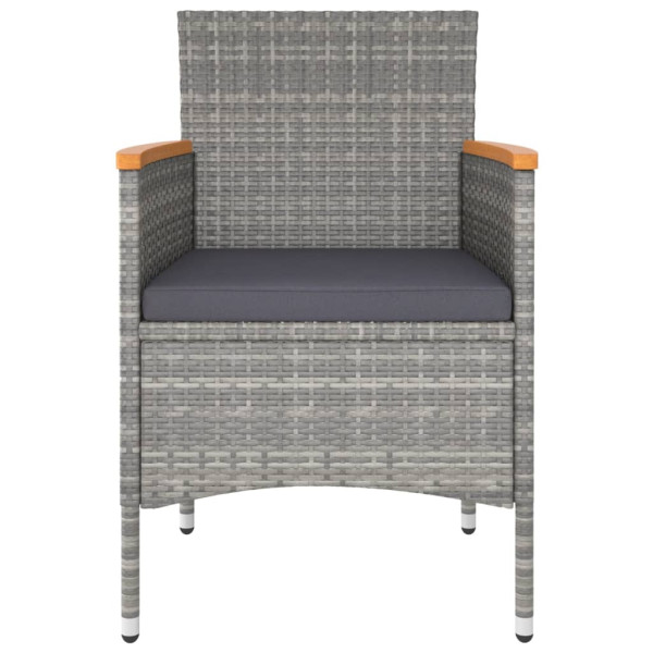 Set comedor jardín 5 pzas ratán sintético vidrio templado gris M 4