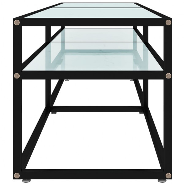 Mueble de TV vidrio templado color mármol blanco 160x40x40.5 cm M 4