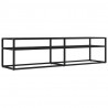 Mueble de TV vidrio templado color mármol negro 160x40x40.5 cm 2