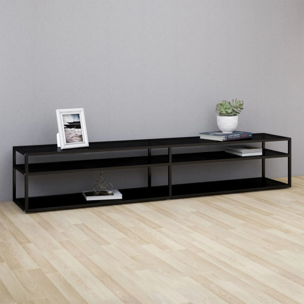 Mueble para TV vidrio templado negro 220x40x40.5 cm D