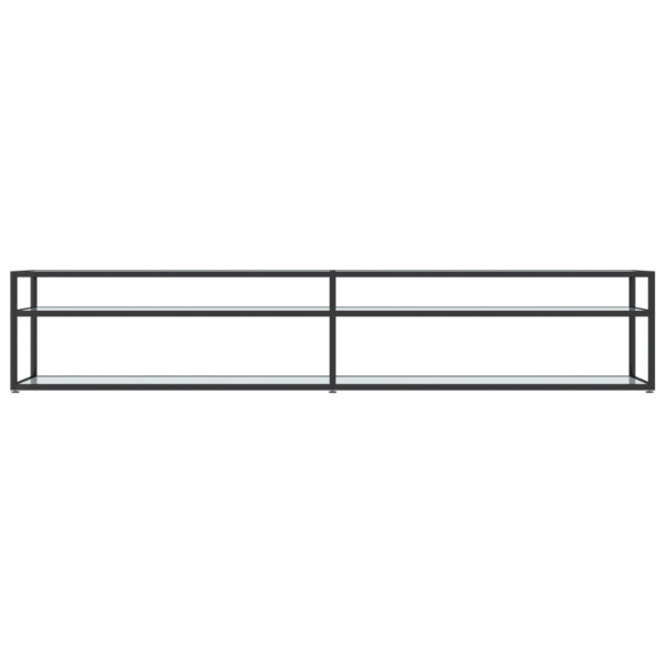 Mueble de TV vidrio templado color mármol blanco 220x40x40.5 cm M 3