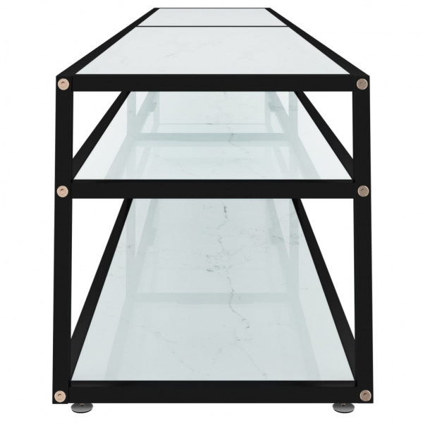 Mueble de TV vidrio templado color mármol blanco 220x40x40.5 cm M 4