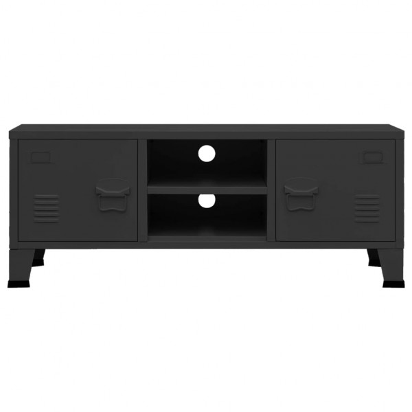 Mueble de TV industrial metal negro 105x35x42 cm M 3