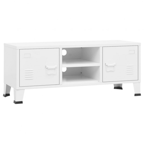 Mueble de TV industrial metal blanco 105x35x42 cm M 2