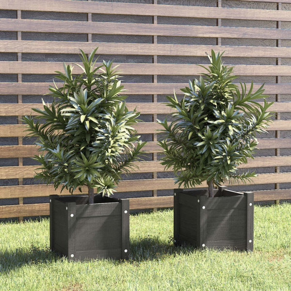 Vasos/floreiras de jardim 2 pcs 31x31x31 cm pinho maciço cinza M 3