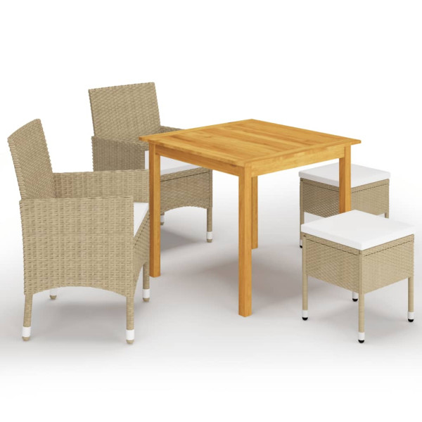 Juego de comedor de jardín de 5 piezas beige D