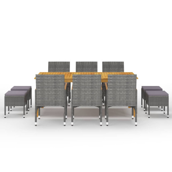 11 pcs conjunto de jantar para jardim cinzento M 2