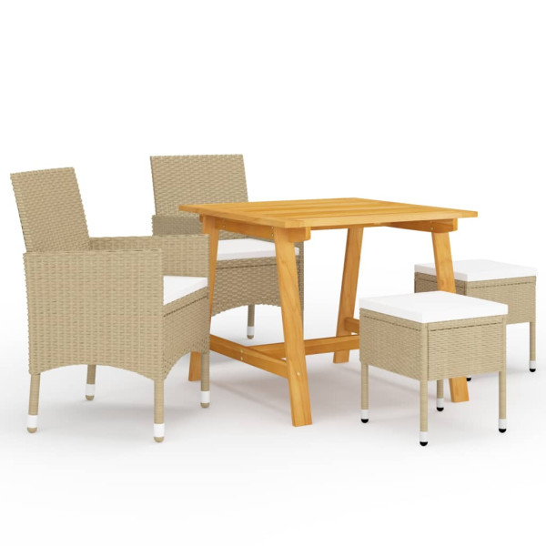 Juego de comedor de jardín de 5 piezas beige D