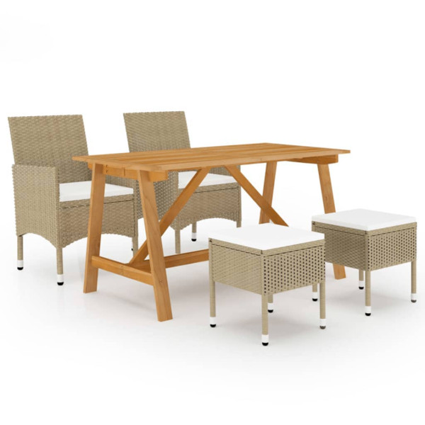 Juego de comedor de jardín de 5 piezas beige D