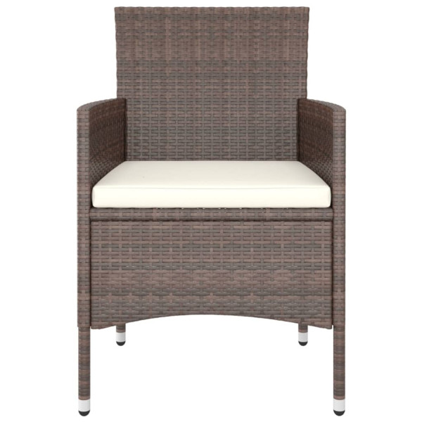 4 pcs conjunto de cadeiras e bancos de jardim vime PE castanho M 4