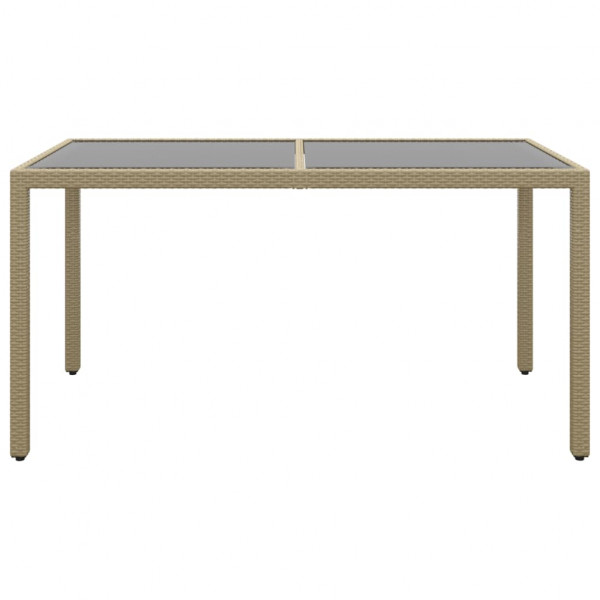 Mesa jardín vidrio templado ratán sintético beige 150x90x75 cm M 2