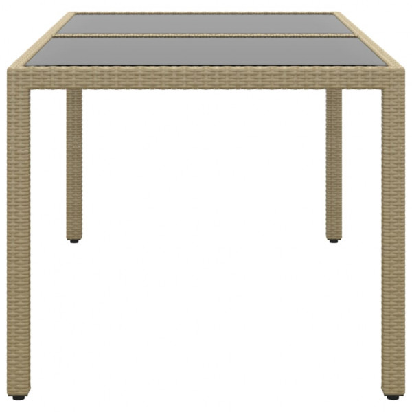 Mesa jardín vidrio templado ratán sintético beige 150x90x75 cm M 3