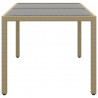 Mesa jardín vidrio templado ratán sintético beige 150x90x75 cm 3