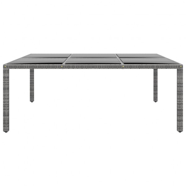 Mesa jardín vidrio templado ratán sintético gris 200x150x75 cm M 2