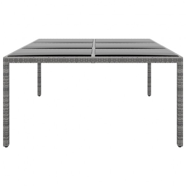 Mesa jardín vidrio templado ratán sintético gris 200x150x75 cm M 3