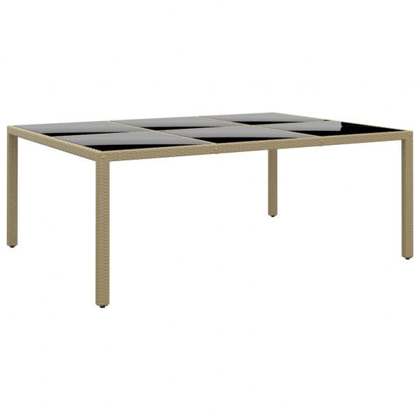 Mesa jardín vidrio templado ratán sintético beige 200x150x75 cm D