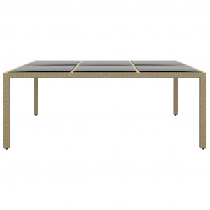 Mesa jardín vidrio templado ratán sintético beige 200x150x75 cm H