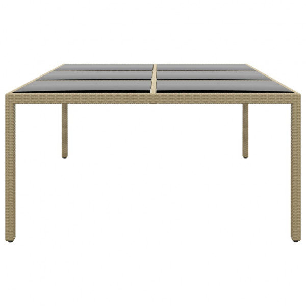 Mesa jardín vidrio templado ratán sintético beige 200x150x75 cm M 3