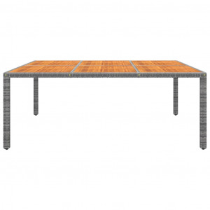 Mesa de jardín madera acacia ratán sintético gris 200x150x75 cm H