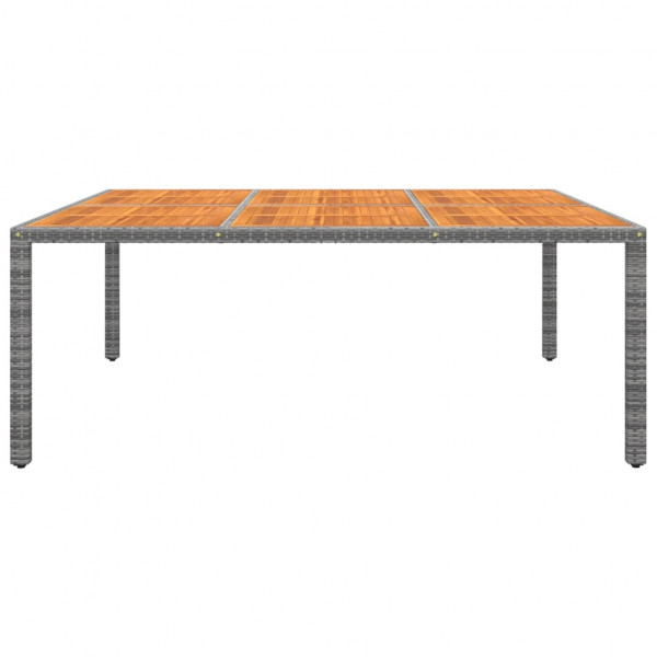 Mesa jardim 200x150x75 cm madeira de acácia e vime PE cinzento M 2