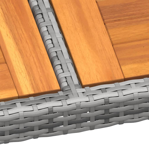 Mesa jardim 200x150x75 cm madeira de acácia e vime PE cinzento M 4
