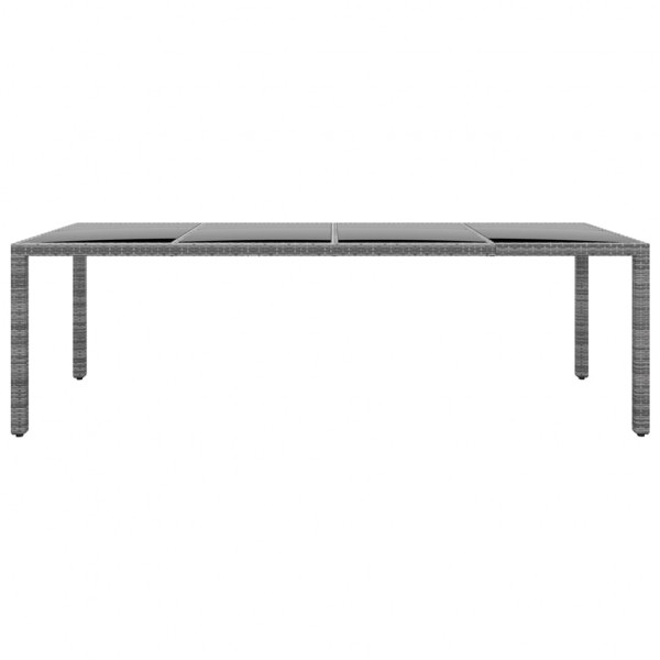 Mesa jardín vidrio templado ratán sintético gris 250x100x75 cm M 2