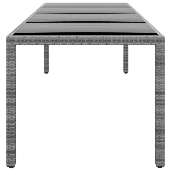 Mesa jardín vidrio templado ratán sintético gris 250x100x75 cm M 3