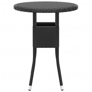 Mesa de jardín vidrio templado ratán sintético negro Ø60x75 cm H