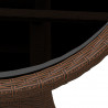 Mesa de jardín vidrio templado ratán sintético marrón Ø60x75 cm 3
