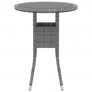 Mesa de jardín vidrio templado y ratán sintético gris Ø60x75 cm H