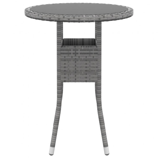 Mesa de jardín vidrio templado y ratán sintético gris Ø60x75 cm M 2