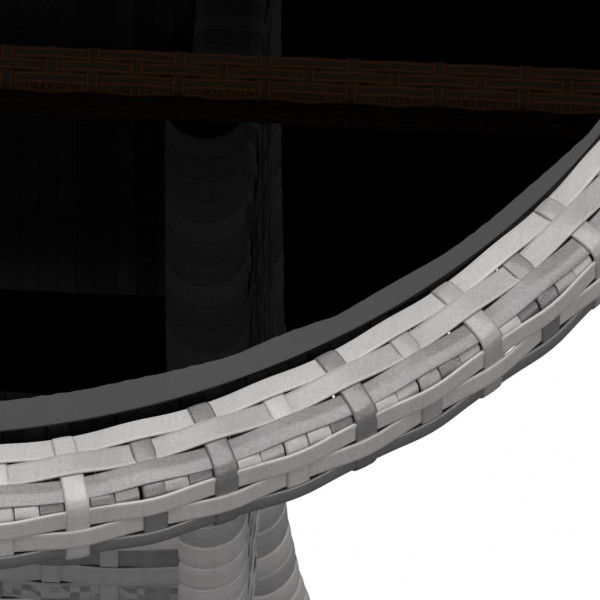 Mesa de jardim Ø60x75 cm vidro temperado e vime PE cinzento M 3