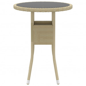 Mesa de jardín vidrio templado ratán sintético beige Ø60x75 cm H