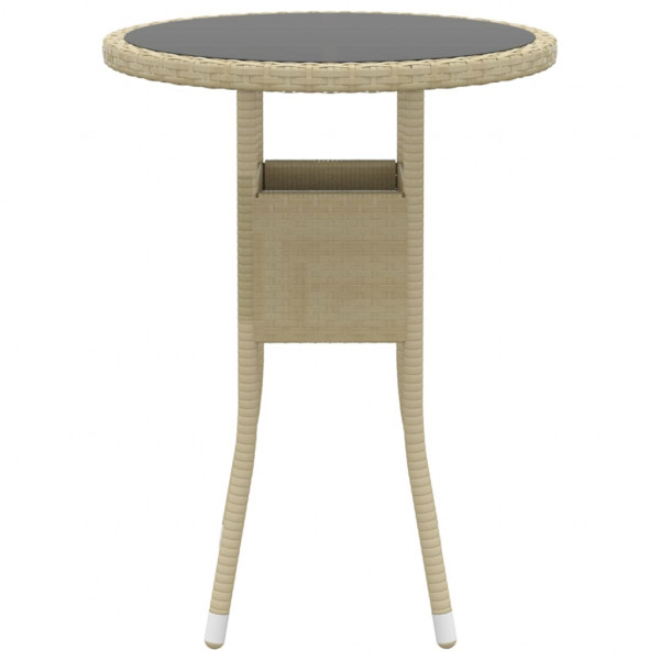 Mesa de jardín vidrio templado ratán sintético beige Ø60x75 cm M 2