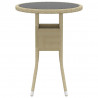Mesa de jardín vidrio templado ratán sintético beige Ø60x75 cm 2