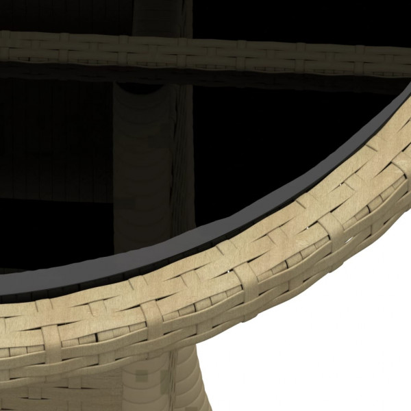 Mesa de jardín vidrio templado ratán sintético beige Ø60x75 cm M 3