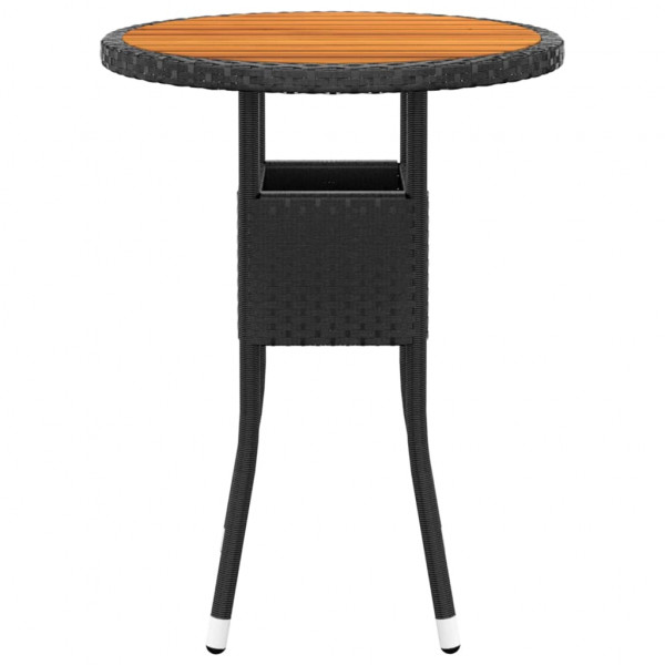 Mesa de jardín madera acacia y ratán sintético negro Ø60x75 cm M 2