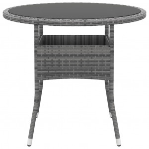 Mesa de jardín vidrio templado y ratán sintético gris Ø80x75 cm H