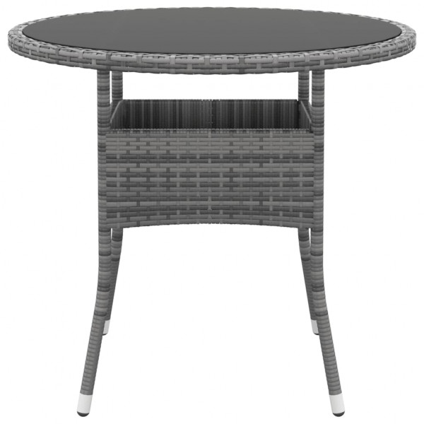 Mesa de jardín vidrio templado y ratán sintético gris Ø80x75 cm M 2