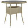 Mesa de jardín vidrio templado ratán sintético beige Ø80x75 cm 1