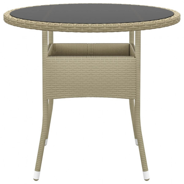 Mesa de jardín vidrio templado ratán sintético beige Ø80x75 cm M 2