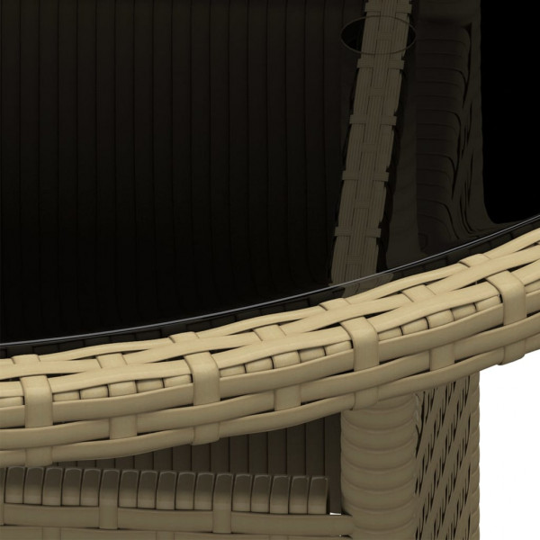 Mesa de jardín vidrio templado ratán sintético beige Ø80x75 cm M 3
