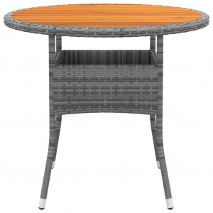 Mesa de jardín madera acacia y ratán sintético gris Ø80x75 cm H