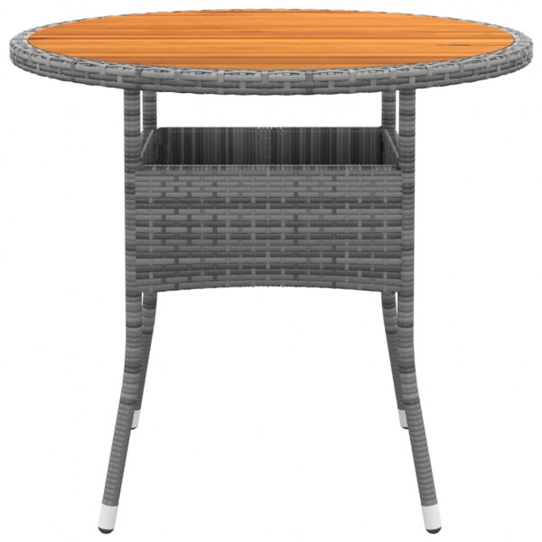 Mesa de jardín madera acacia y ratán sintético gris Ø80x75 cm M 2